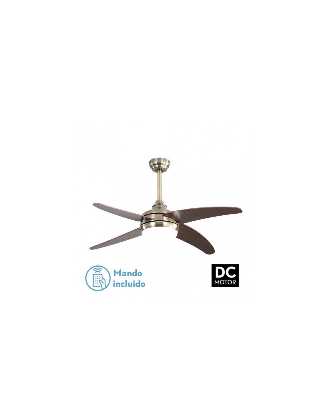 Ventilador Xe Dc Klod Cuero Cerezo Aspas Vel D Con Mando