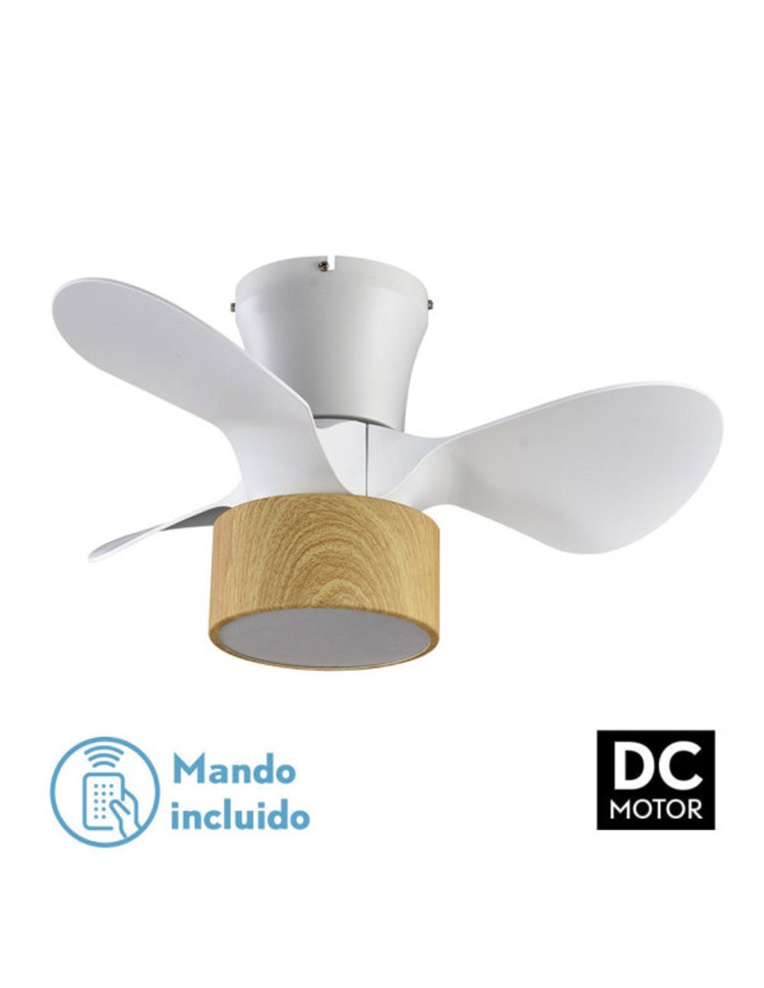 Ventilador DC 24w Kos Blanco Haya 3 Aspas 60d 6 Velocidades 2390lm 3000