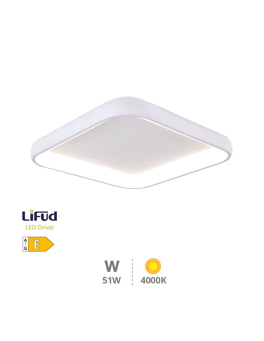 Quadratische LED Deckenleuchte Simola 51W 4000K Weiß