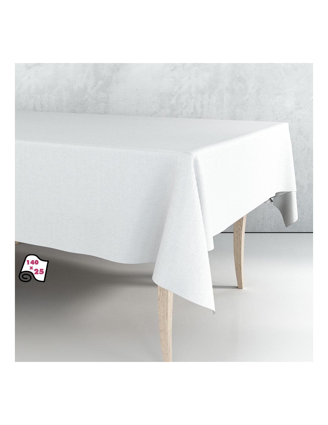 Nappe blanche lisse en rouleau de toile cirée 140 cm x 25 m Exma