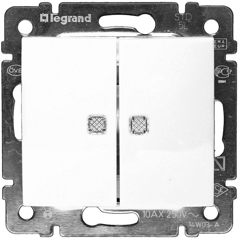 Doble conmutador luminoso VALENA blanco LEGRAND 774212