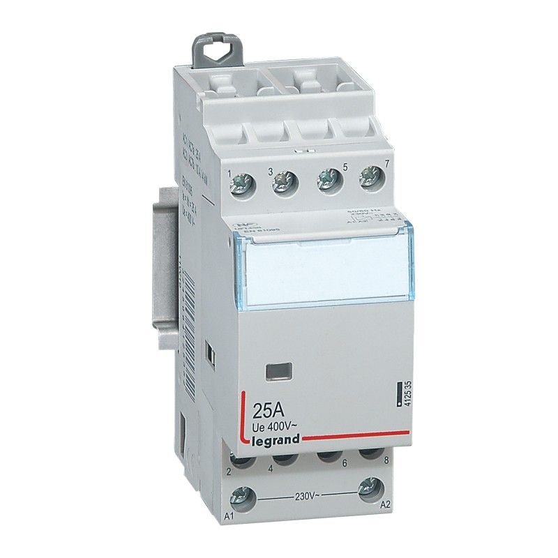 Contactor con bobina 230 V 4P 400 V 25 A 4 NA 2 módulos.LEGRAND 412535