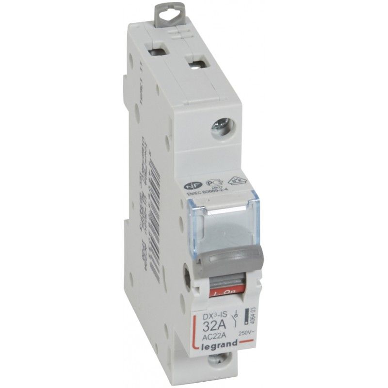 Interruptor seccionador DX³-IS 1P 250V 32 A 1 módulo.LEGRAND 406403