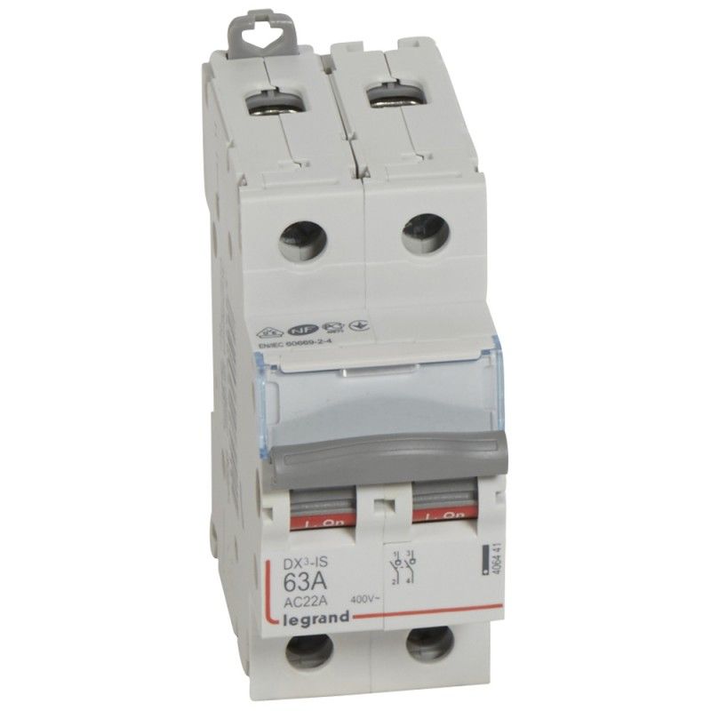 Interruptor seccionador DX³-IS 2P 400 V 63 A 2 módulos. LEGRAND 406441