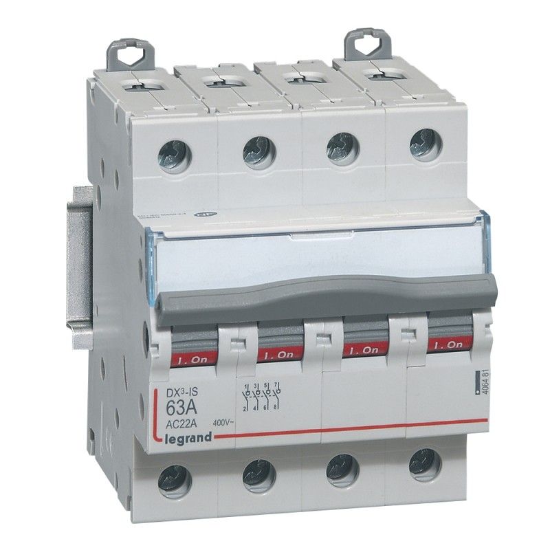 Interruptor seccionador DX³-IS 4P 400 V 63 A 4 módulos.LEGRAND 406481