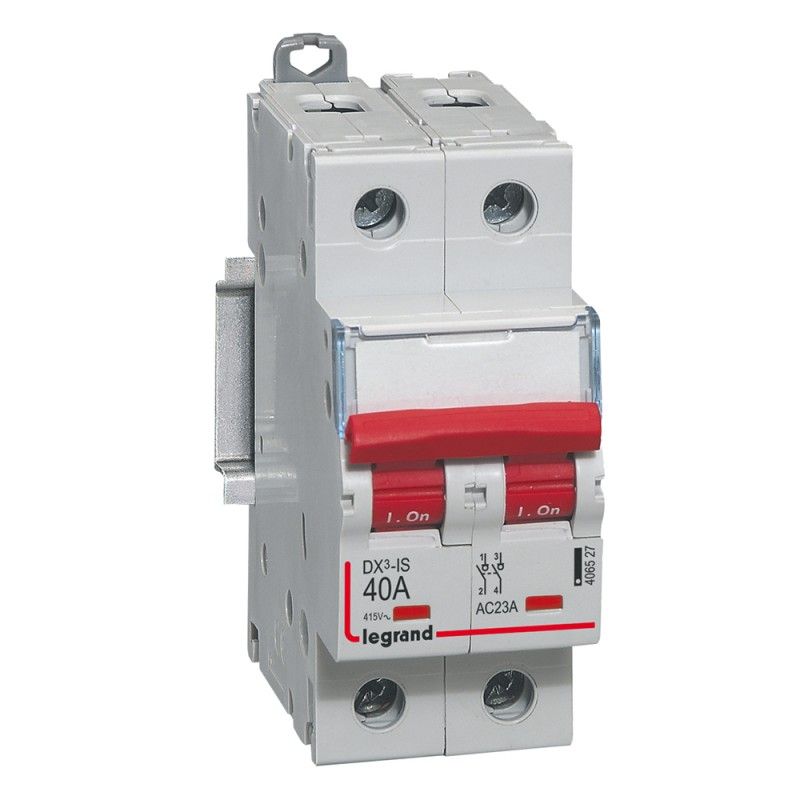 Interruptor seccionador DX³-IS -con disparo a distancia 2P -400 V- 40A – 2 módulos.LEGRAND 406527