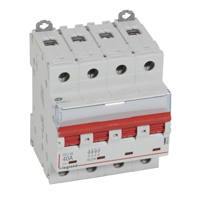 Interruptor seccionador DX³-IS -con disparo a distancia 4P -400 V- 40A – 4 módulos.LEGRAND 406543