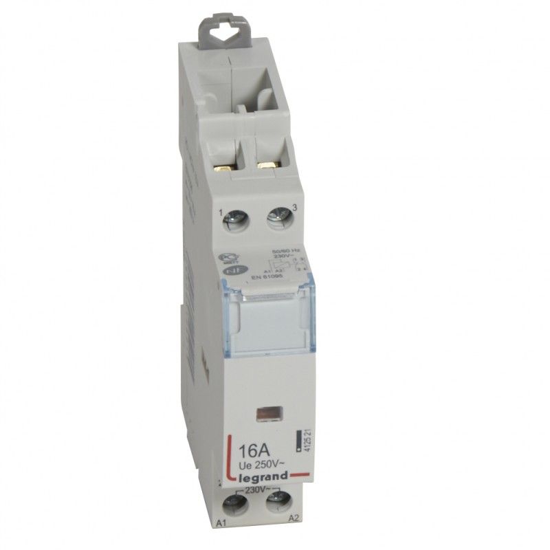 Contactor con bobina 230 V 2P 250V 16 A NC+NA 1 módulo. LEGRAND 412521