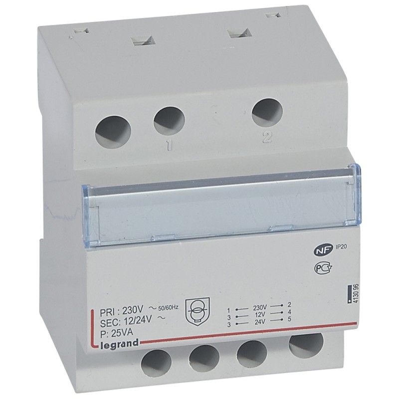 Transformador de segurança 230 V/12 ou 24 V 25 VA LEGRAND 413096