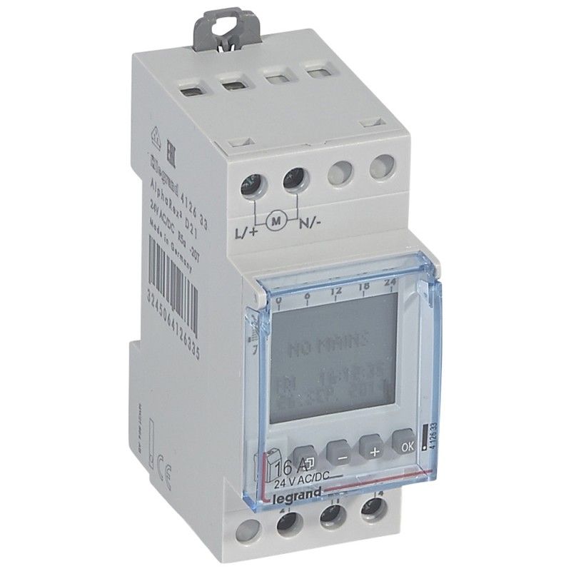 Interruptor horário digital programável multifuncional semanal 1 saída 16 A 24 V LEGRAND 412633