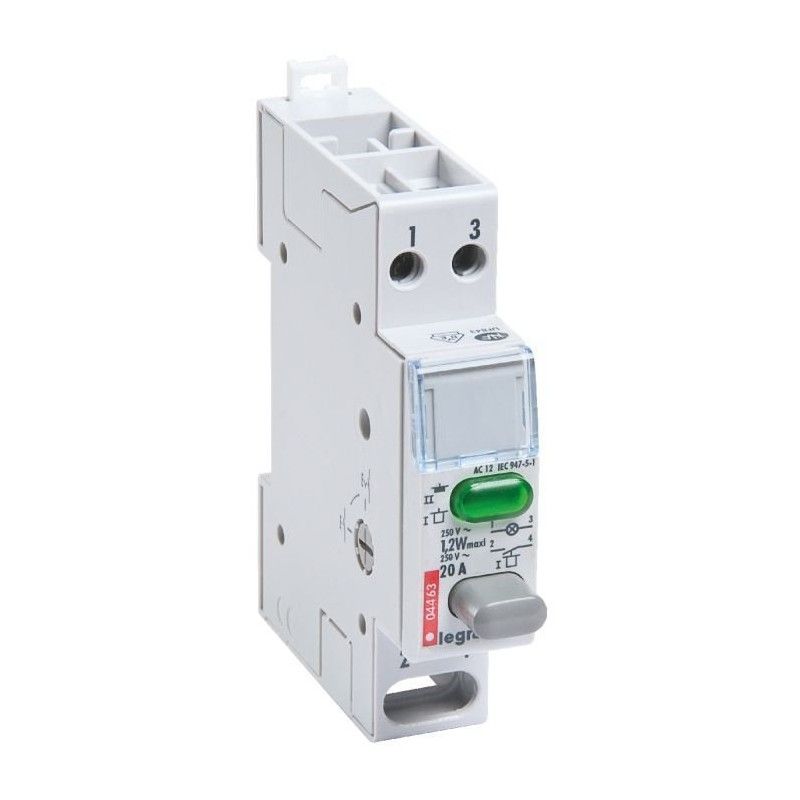 Interruptor doble función 20 A 250V 1 NA + indicador verde LEGRAND 412914