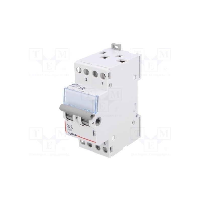 Conmutador 3 posiciones con punto medio 2 contactos 32A- 400 V 2 módulos.LEGRAND 412903