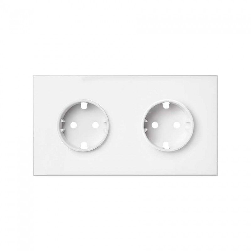 Simon 100 | Front kit 2 elements with 2 bases plug schuko matte white 10020202-230