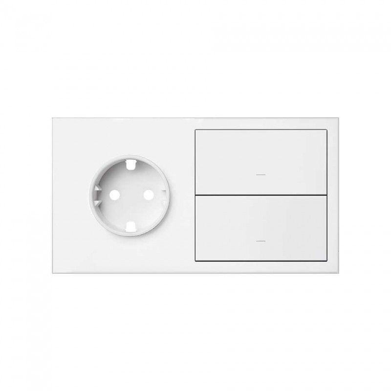 Simon 100 | Front kit 2 elements with 1 schuko plug and 2 matte white keys 10020204-230