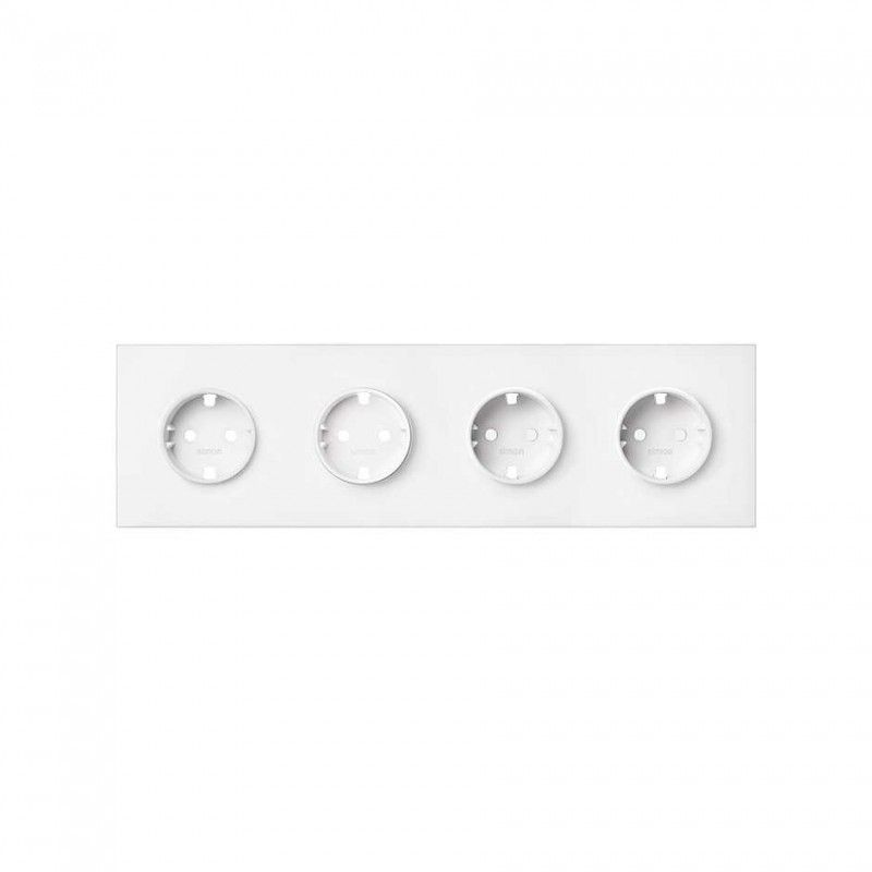 Simon 100 | Front kit 4 elements with 4 bases plug schuko matte white 10020401-230