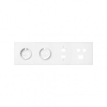 Simon 100 | Front kit 4 elements with 2 schuko plugs, 1 HDMI + USB, 1 R-TV + SAT + 1 RJ45 matte white 10020402-230