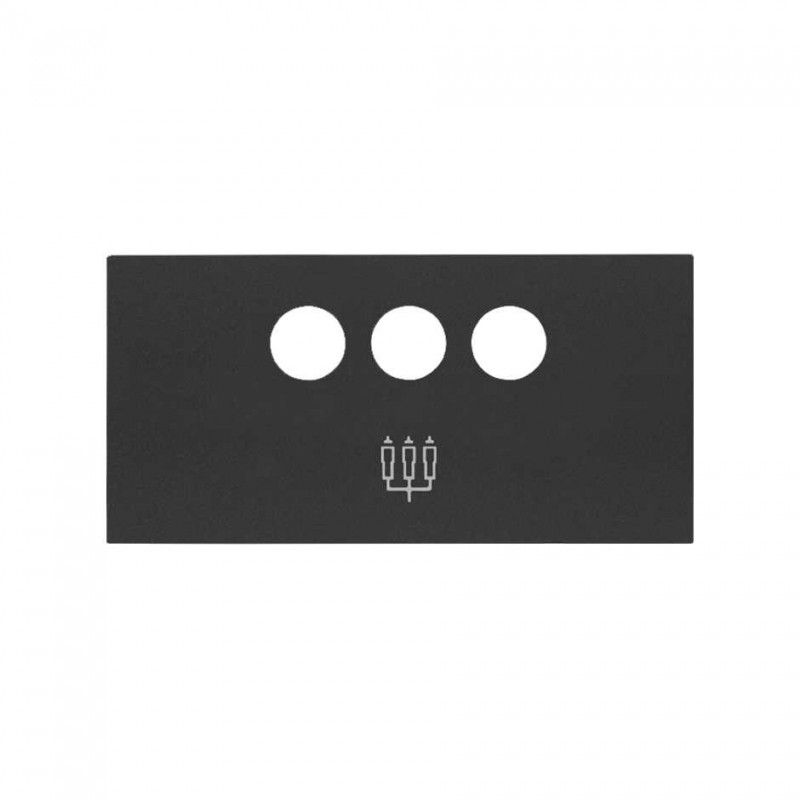 Simon 100 | Tapa para conector 3RCA negro mate 10001093-238