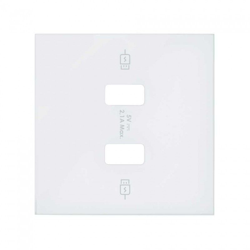 Simão 100 | Capa para carregador USB 2 conectores 5Vdc tipo A branco fosco 10001096-230