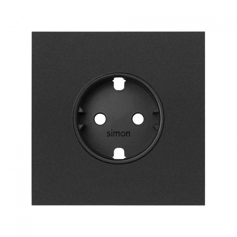 Simon 100 | 1 element front kit with 1 matte black schuko plug 10020105-238