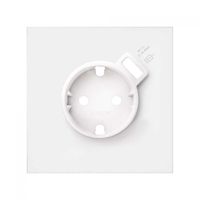 Simon 100 | 1 element front kit with 1 base schuko plug and integrated charger white matte 10020109-230