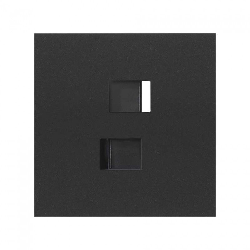 Simon 100 | Kit frontal 1 elemento con 2 conectores RJ45 negro mate 10020111-238