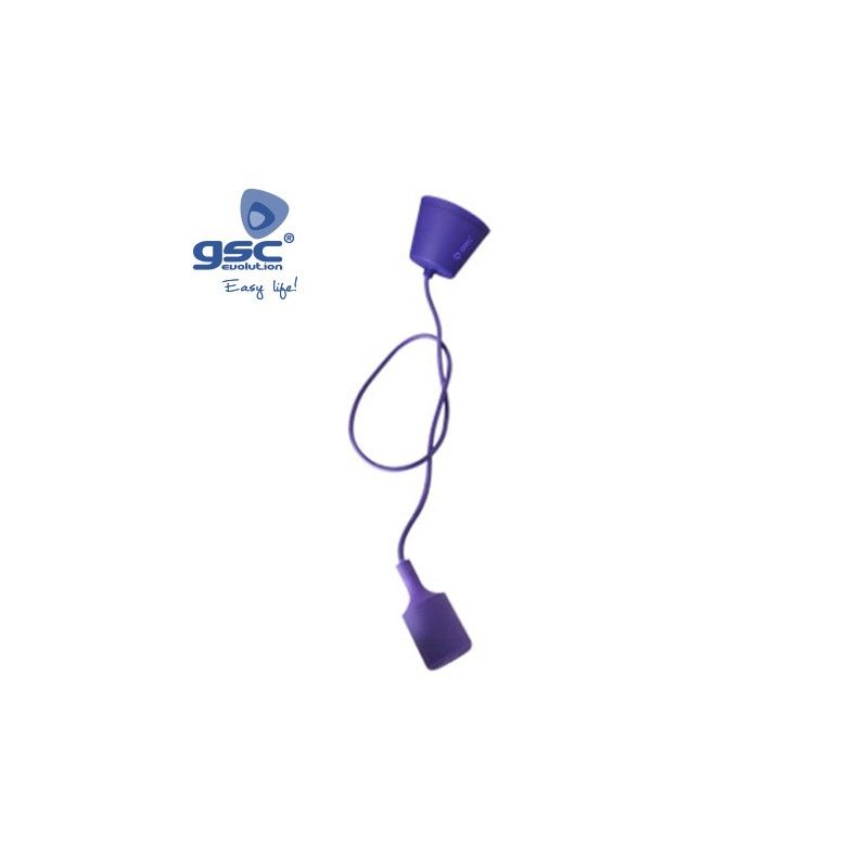 Portalámparas silicona E27 cable textil 1M - Violeta GSC 000702188