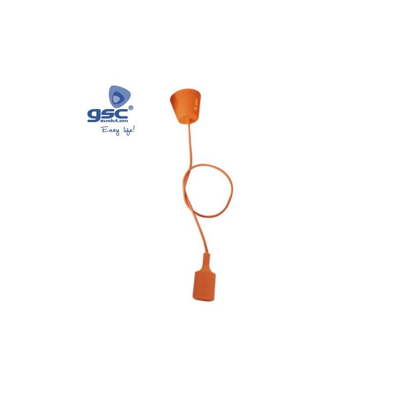 Casquilho de silicone E27 cabo têxtil 1M - Laranja GSC 000702187