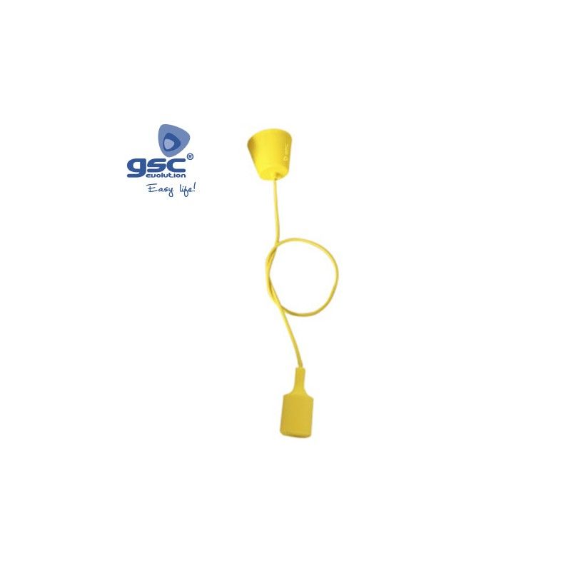 Casquilho de silicone E27 com cabo têxtil 1M - Amarelo GSC 000702186