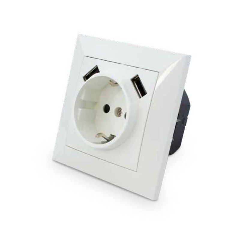 Plug socket with 2 white USB GSC 000200267 GSC - 1