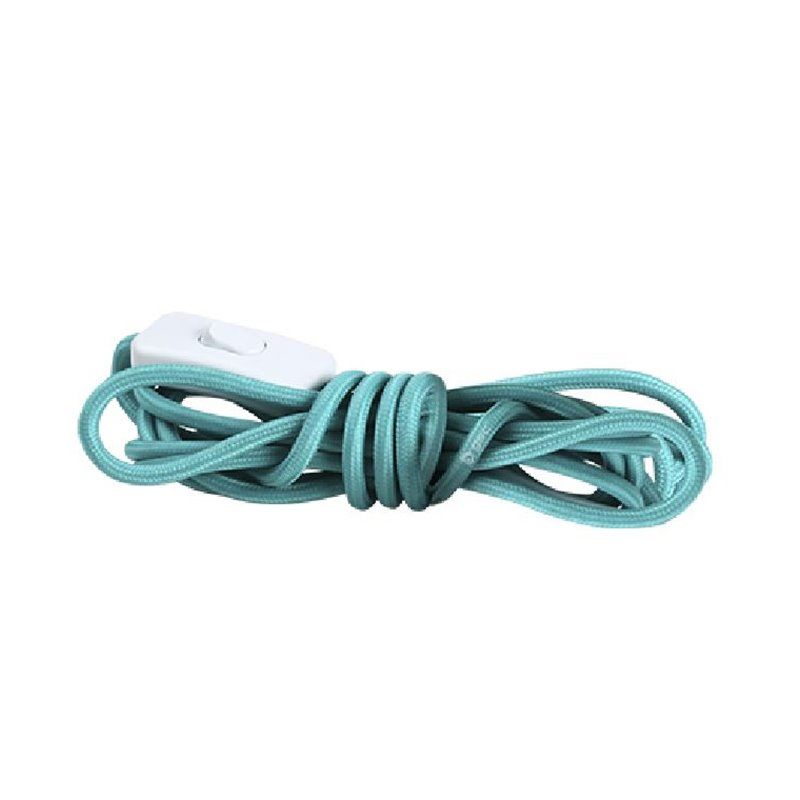 1.5M textile cable (2x0.75mm) plug + switch Turquoise GSC 001102962 GSC - 1