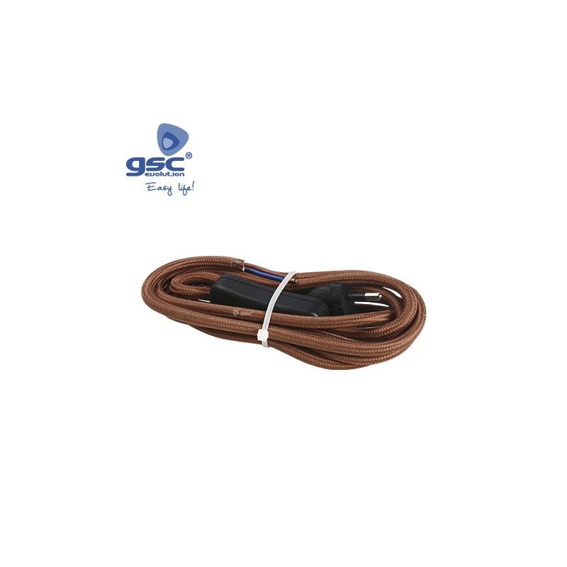 Cable textil 1.5M (2x0.75mm) clavija+int Marron GSC 001102960