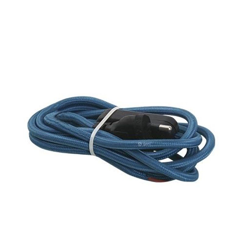 1,5 M Textilkabel (2x0,75 mm) Stecker + Schalter Blau GSC 001102963 GSC - 1