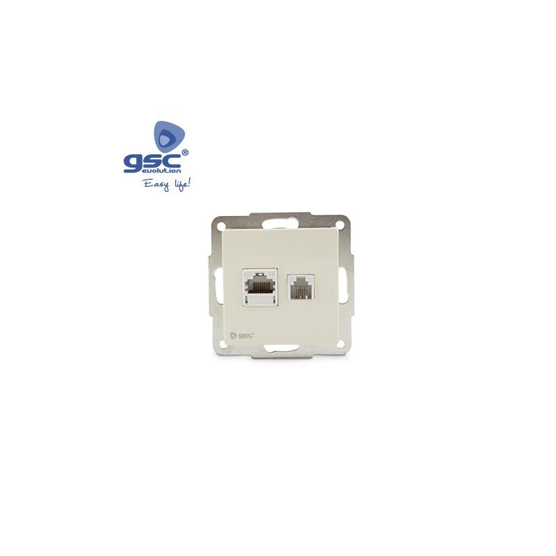 Base dati RJ11 + RJ45 Bianco 56x56mm GSC 000201016 GSC - 1