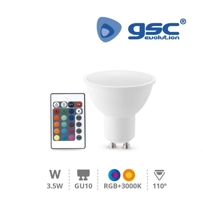 3.5W GU10 RGB + 3000K ampoule led dichroïque avec contrôle GSC 200650007 GSC - 1