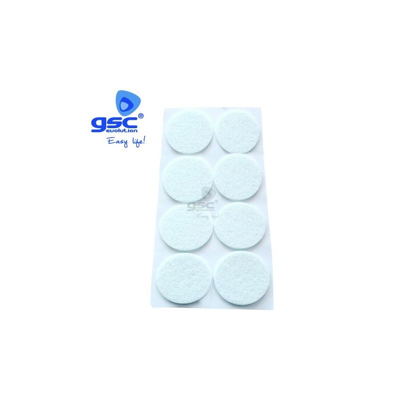 Conjunto de 8 feltros adesivos redondos Ø25mm Branco GSC 003802752