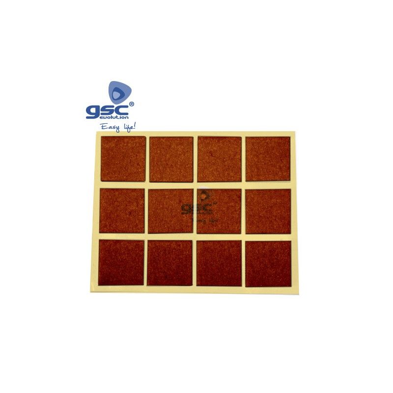 Lot de 12 feutres adhésifs carrés 20x23mm Marron GSC 003802772 GSC - 1