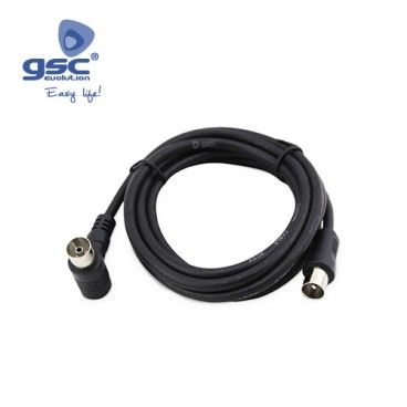 Prolongador coaxial TV acodado Negro 1.5M GSC 002602972
