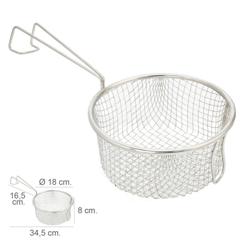 Cesto para Fritar em Aço Inox com Alça Ø 18 cm.