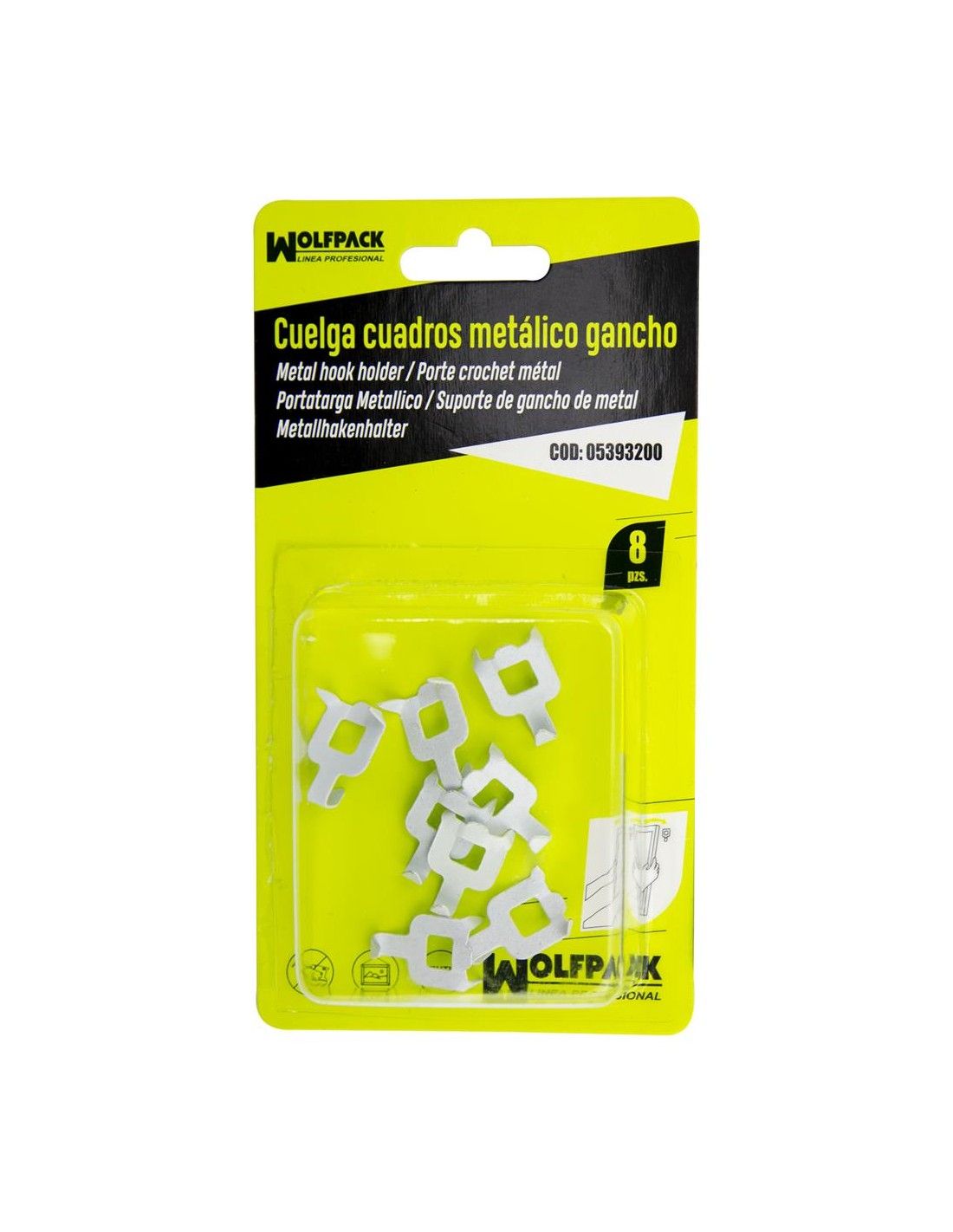 Cuelga Cuadros Redondo Pequeño (Blister 12 unidades) Clavar WOLFPACK LINEA  PROFESIONAL