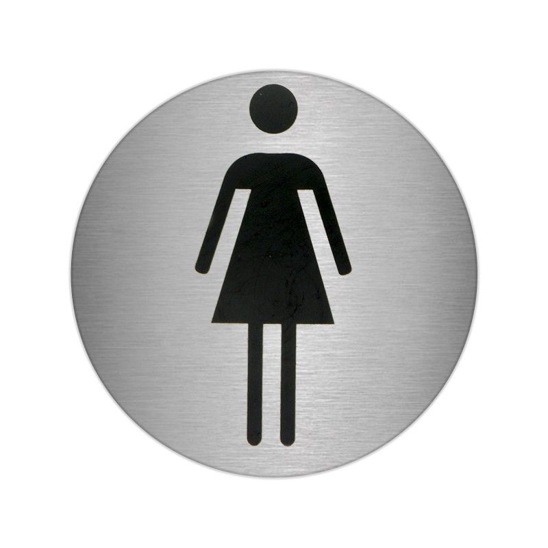 Placa Adesiva para Casa de Banho "Mulher" Inox Ø 7 cm.