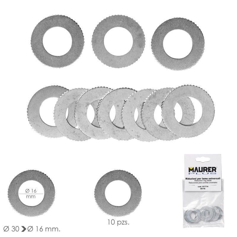 Adaptadores / Reductores Disco Corte Madera Ø 30 a Ø 16 mm. (Bolsa 10 piezas) AFT 07020145