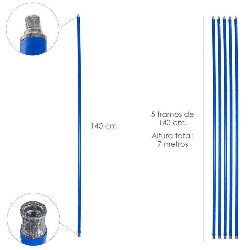 Mastil Deshollinador 5 tramos de 140 cm. (7 metros  x Ø 20 mm.) AFT 22020635