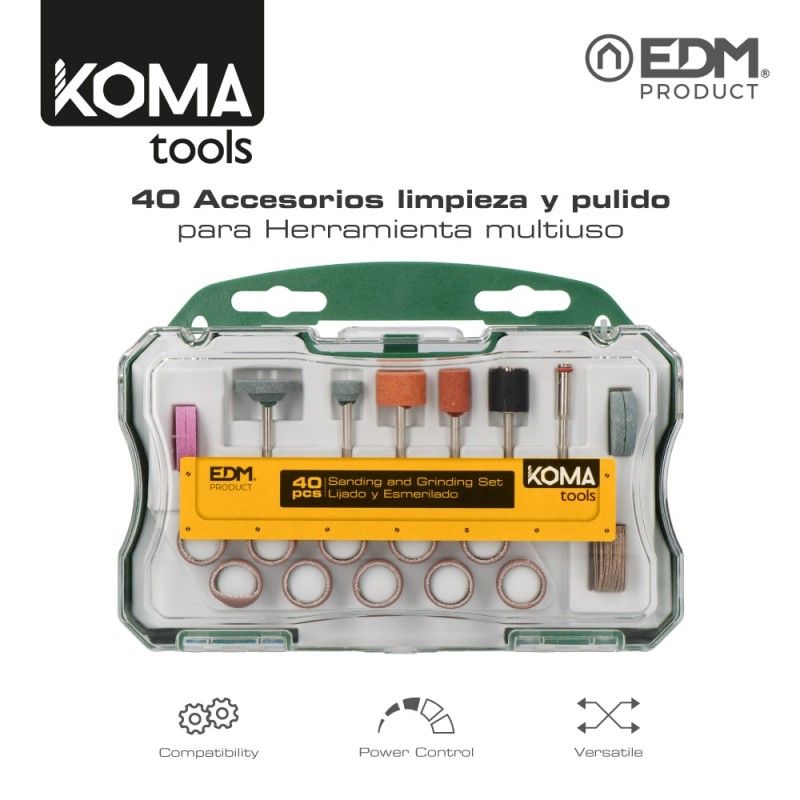 Conjunto de 40 acessórios para mini ferramenta rotativa multiuso 08709 KomaTools