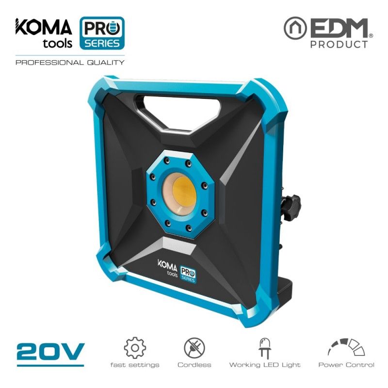 Foco proyector led 20w 1.800 lumens 20v (sin bateria y cargador)  koma tools pro series battery edm EDM 08755