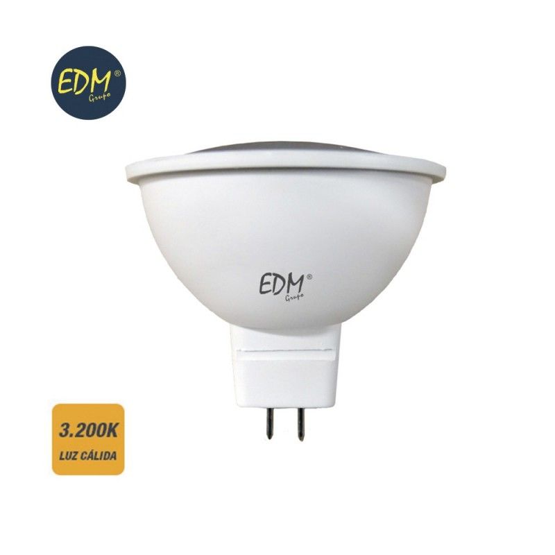 Lâmpada LED dicróica mr16 gu5.3 5w 12v 450lm 3200k luz quente ø5x5cm EDM