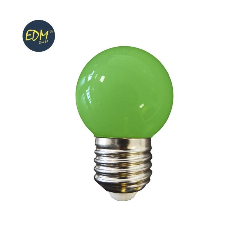 Lâmpada LED esférica E27 1,5w 80 lumens verde EDM 35442