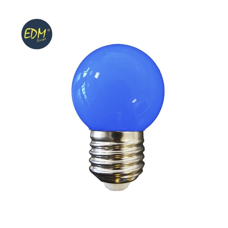 Lâmpada LED esférica E27 1,5w 80 lumens azul EDM 35444