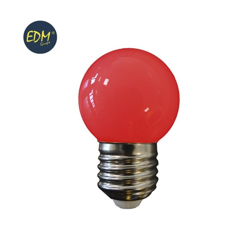 Lâmpada LED esférica E27 1,5w 80 lumens vermelha EDM 35445