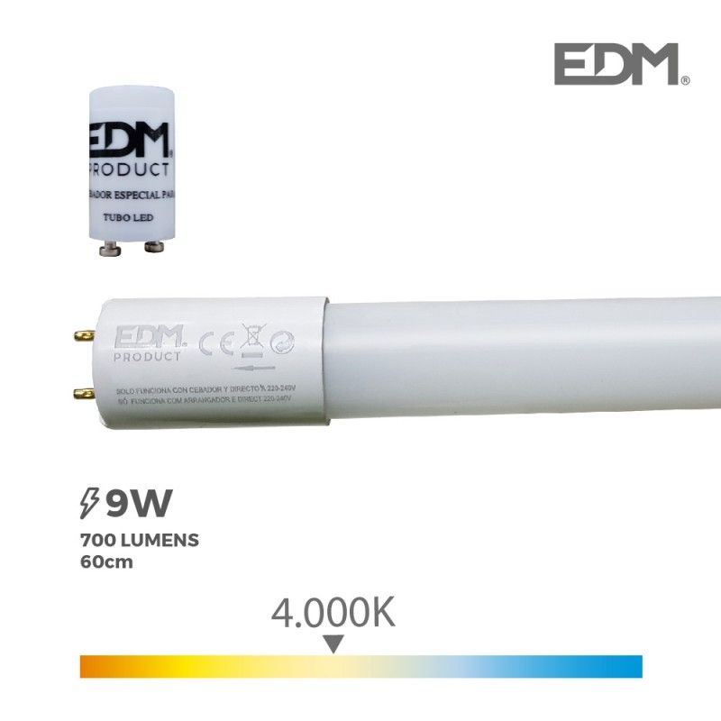 Tubo led t8 9w 700 lm 4000k luz dia edm EDM 31197