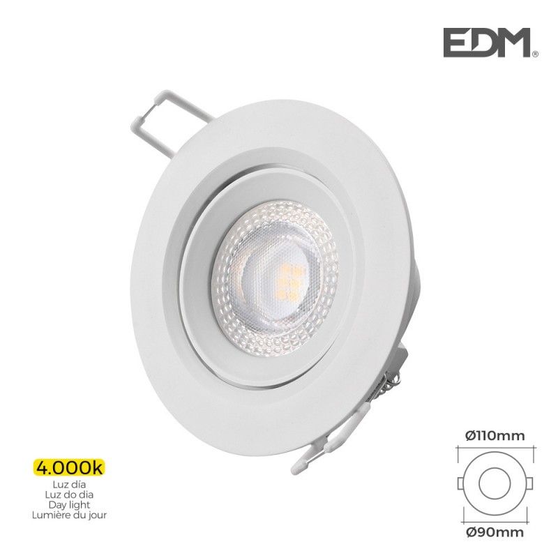 Downlight led empotrable 5w 4.000k redondo marco blanco edm EDM 31631